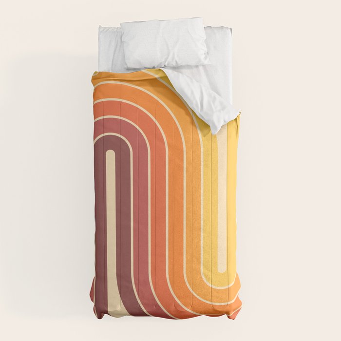 70s Retro Vintage Style Geometric Design 371 Autumn Comforter