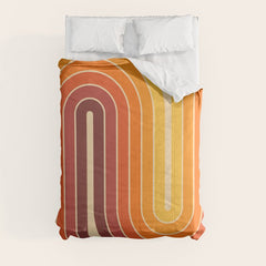 70s Retro Vintage Style Geometric Design 371 Autumn Comforter