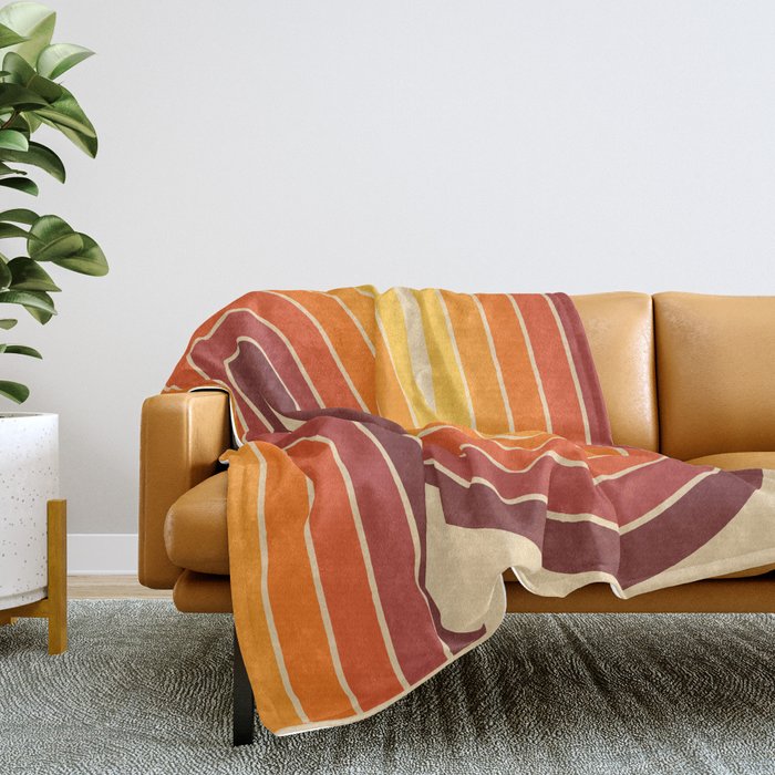 70s Retro Vintage Style Geometric Design 371 Autumn Throw Blanket