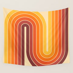 70s Retro Vintage Style Geometric Design 371 Autumn Wall Tapestry