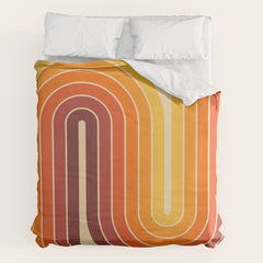 70s Retro Vintage Style Geometric Design 371 Autumn Duvet Cover