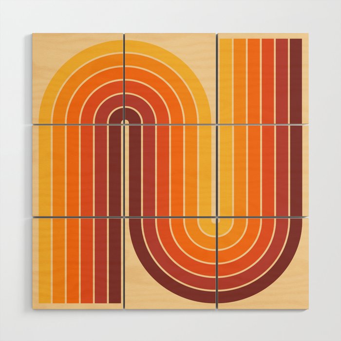 70s Retro Vintage Style Geometric Design 371 Autumn Wood Wall Art