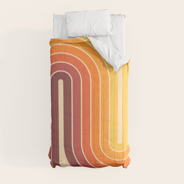 70s Retro Vintage Style Geometric Design 371 Autumn Comforter