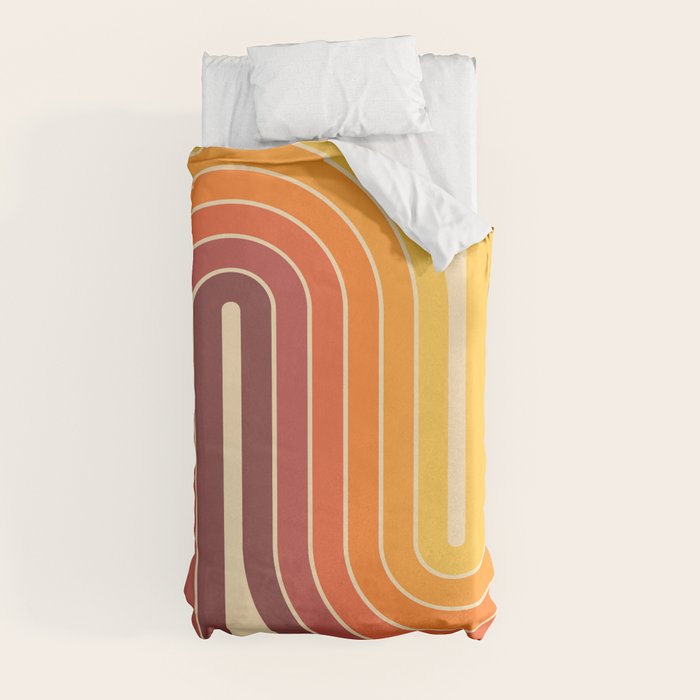 70s Retro Vintage Style Geometric Design 371 Autumn Duvet Cover