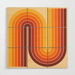 70s Retro Vintage Style Geometric Design 371 Autumn Wood Wall Art