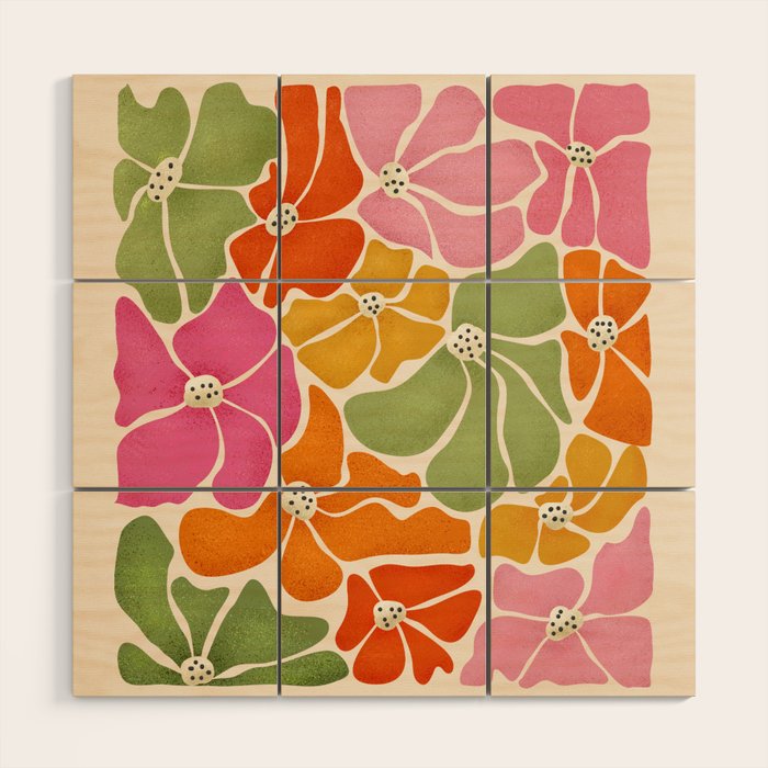 70's Florals Wood Wall Art