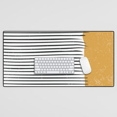 (White Background) Mid Century Modern Minimalist Rothko Inspired Color Field With Lines Geometric Style  Desk Mat