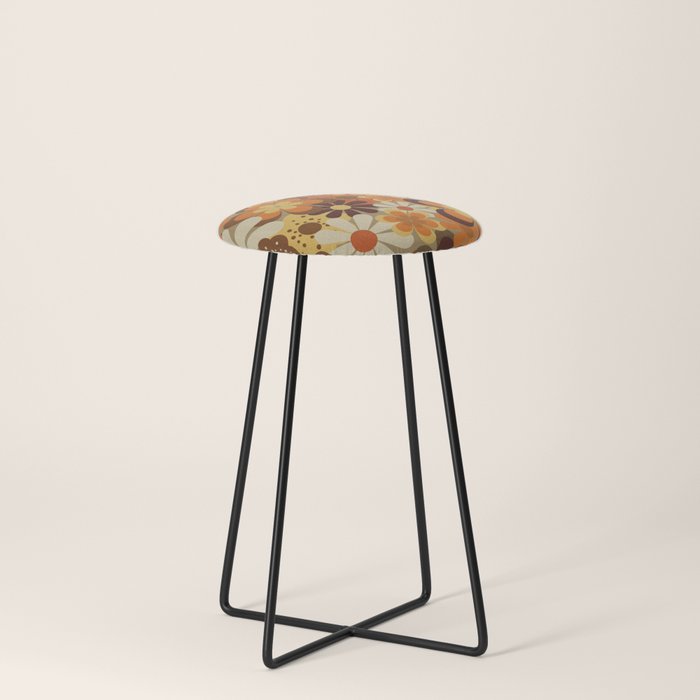 70's Floral Prints, Retro Art Stool