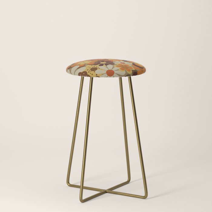 70's Floral Prints, Retro Art Stool