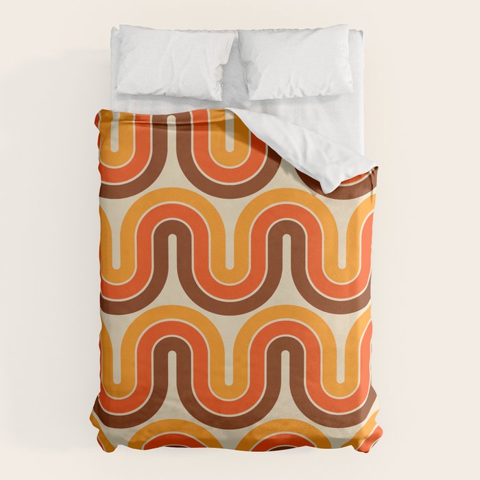 70s Retro Vintage Style 821 Autumn Duvet Cover
