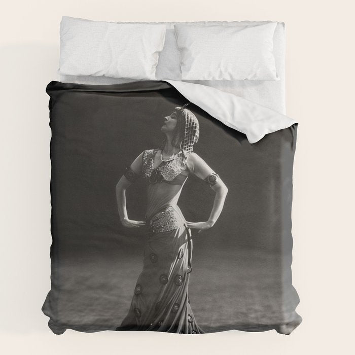 1920 Spanish Flamenco dancer vintage starlet Ruth St Denis black and white photograph  Duvet Cover