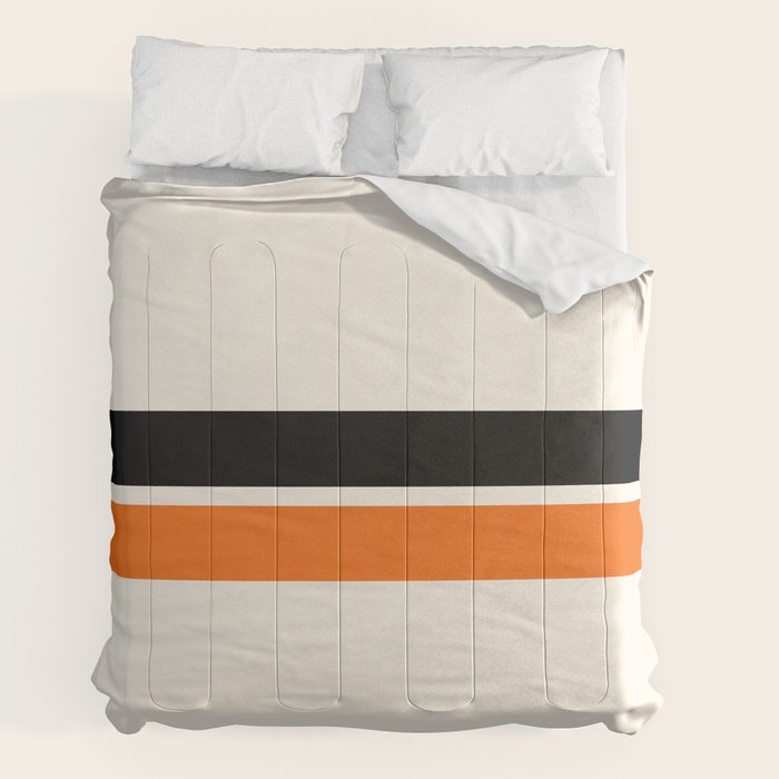 2 Stripes Black Orange Comforter