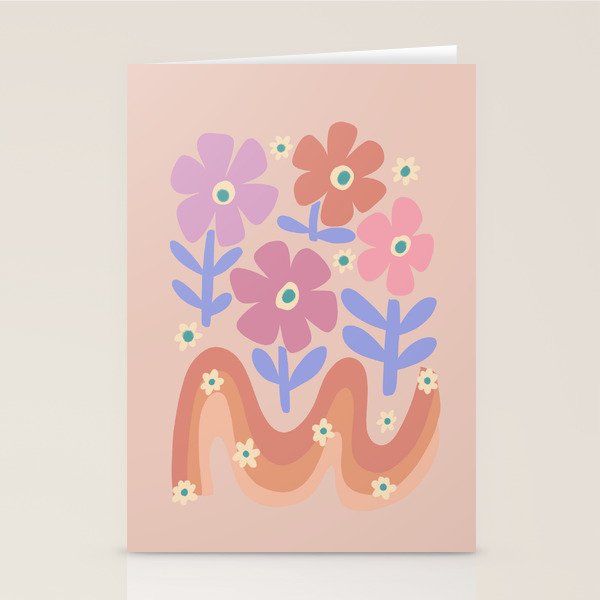 70s Retro Floral vibe Stationery Card