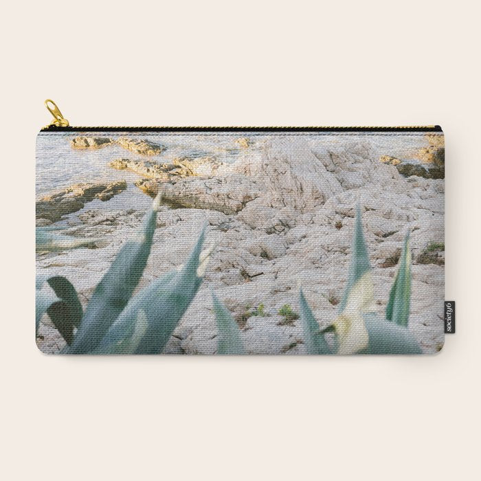 A few steps from the ocean | Fine art Croatia travel photography print | Coastal sea wall art Carry All Pouch