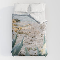A few steps from the ocean | Fine art Croatia travel photography print | Coastal sea wall art Comforter