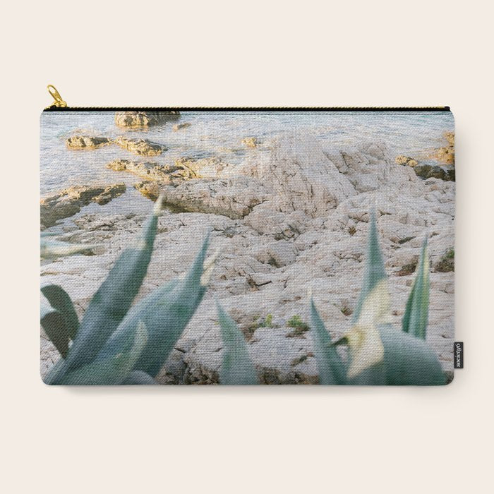 A few steps from the ocean | Fine art Croatia travel photography print | Coastal sea wall art Carry All Pouch