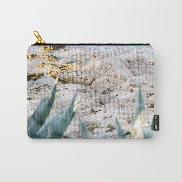 A few steps from the ocean | Fine art Croatia travel photography print | Coastal sea wall art Carry All Pouch