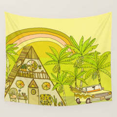 a frame simple living // banana pancakes // retro surf art by surfy birdy Wall Tapestry