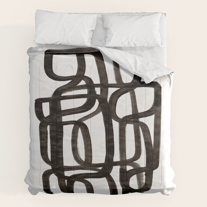 Writing On The Wall' Mid Century Modern Fun Abstract Shapes  Comforter