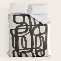 Writing On The Wall' Mid Century Modern Fun Abstract Shapes  Comforter