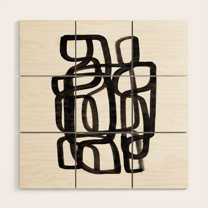 Writing On The Wall' Mid Century Modern Fun Abstract Shapes  Wood Wall Art