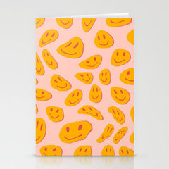 70s retro yellow smile face illustration  Stationery Card