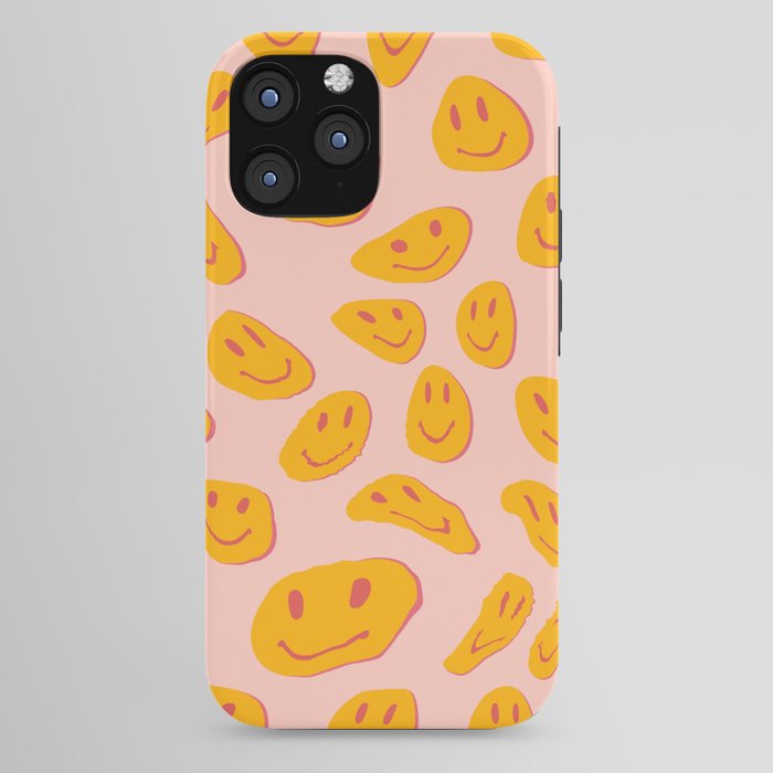 70s retro yellow smile face illustration  iPhone Case