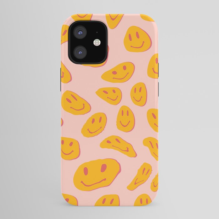 70s retro yellow smile face illustration  iPhone Case