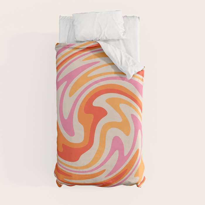 70s Retro Swirl Color Abstract Duvet Cover