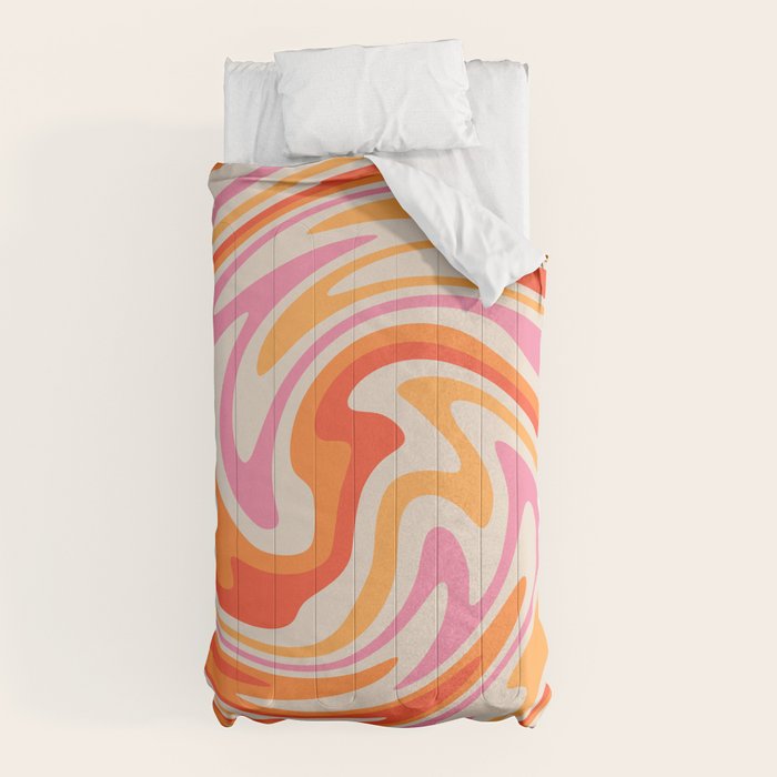 70s Retro Swirl Color Abstract Comforter