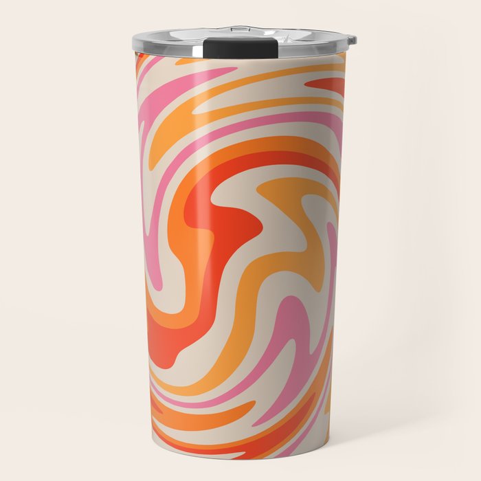70s Retro Swirl Color Abstract Travel Mug