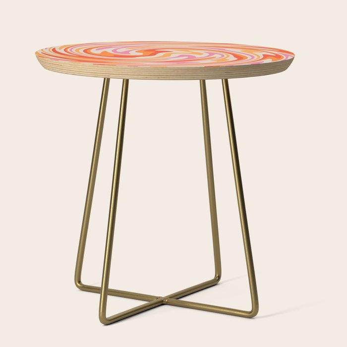 70s Retro Swirl Color Abstract Side Table