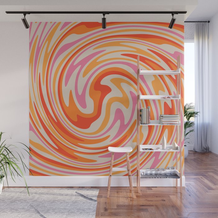 70s Retro Swirl Color Abstract Wall Mural