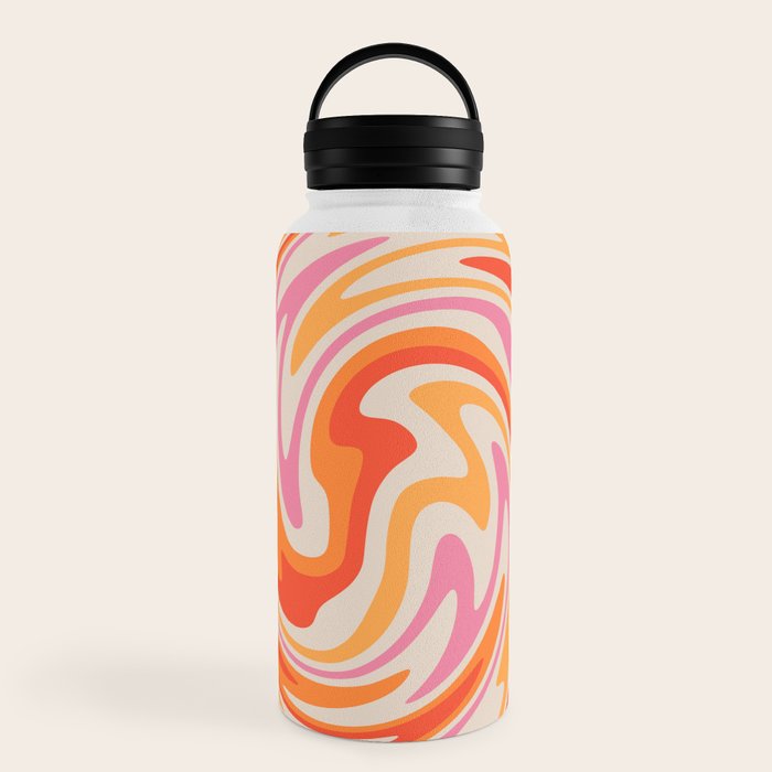 70s Retro Swirl Color Abstract Water Bottle