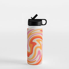 70s Retro Swirl Color Abstract Water Bottle