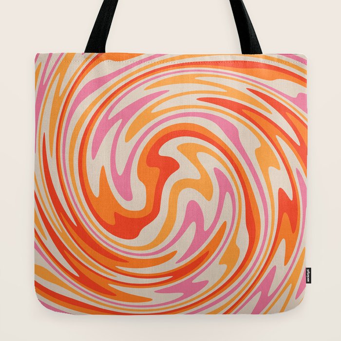 70s Retro Swirl Color Abstract Tote Bag