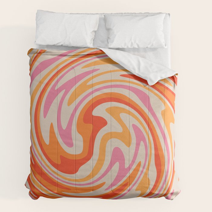 70s Retro Swirl Color Abstract Comforter