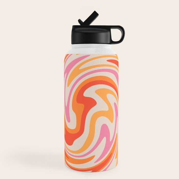 70s Retro Swirl Color Abstract Water Bottle