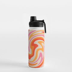 70s Retro Swirl Color Abstract Water Bottle