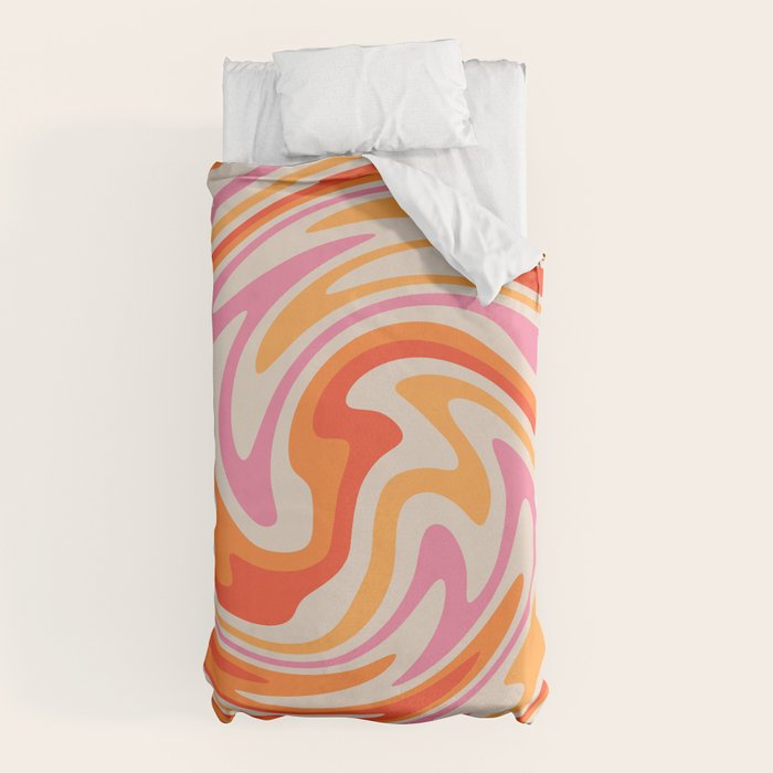70s Retro Swirl Color Abstract Duvet Cover