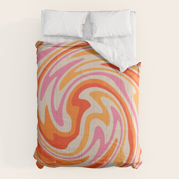 70s Retro Swirl Color Abstract Comforter