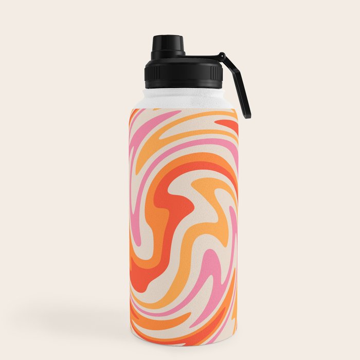 70s Retro Swirl Color Abstract Water Bottle