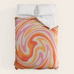 70s Retro Swirl Color Abstract Duvet Cover
