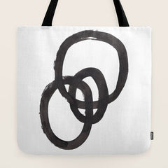 And I Op' Minimalist Ink Line Drawing Abstract Black Brush Strokes Modern Funky Maze by Ejaaz Haniff  Tote Bag