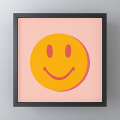 70s retro yellow smile face illustration  Mini Art Print