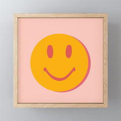 70s retro yellow smile face illustration  Mini Art Print