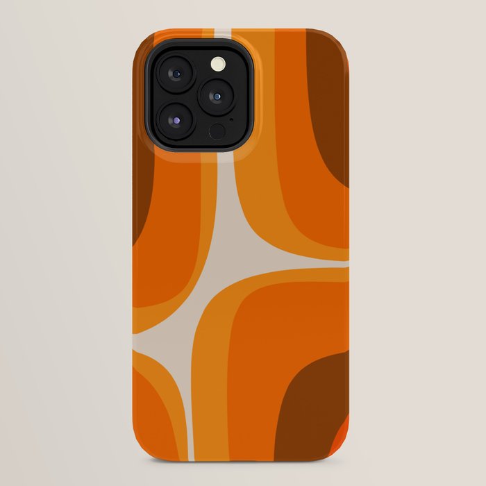70s Retro Groove Minimalist Mid Century Modern Abstract in 1970s Brown and Orange iPhone Case