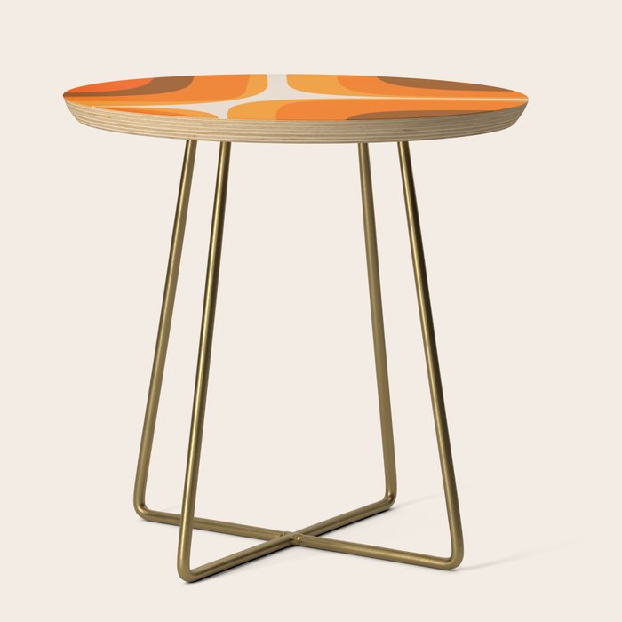 70s Retro Groove Minimalist Mid Century Modern Abstract in 1970s Brown and Orange Side Table