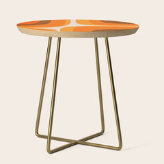 70s Retro Groove Minimalist Mid Century Modern Abstract in 1970s Brown and Orange Side Table