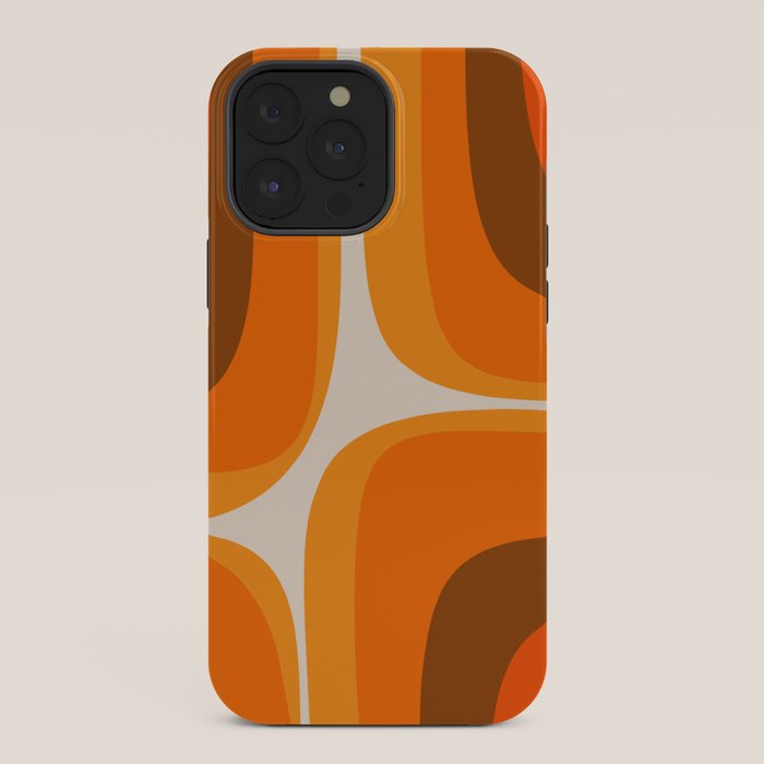 70s Retro Groove Minimalist Mid Century Modern Abstract in 1970s Brown and Orange iPhone Case